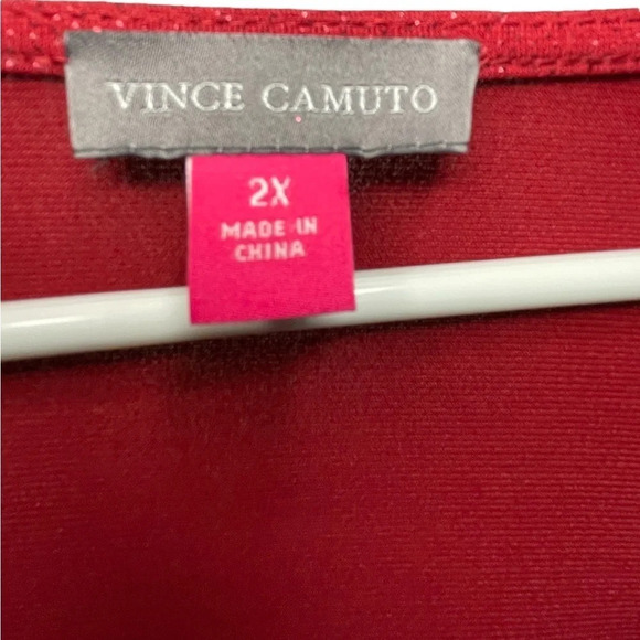 VINCE CAMUTO Opulent Mood Sparkle Long Sleeve Top Florence Red Size 2X Blouse - Picture 5 of 7